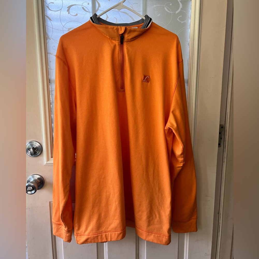 Cutter and Buck CB Drytec XL long sleeve 1/4 zip pullover sweatshirt. Orange